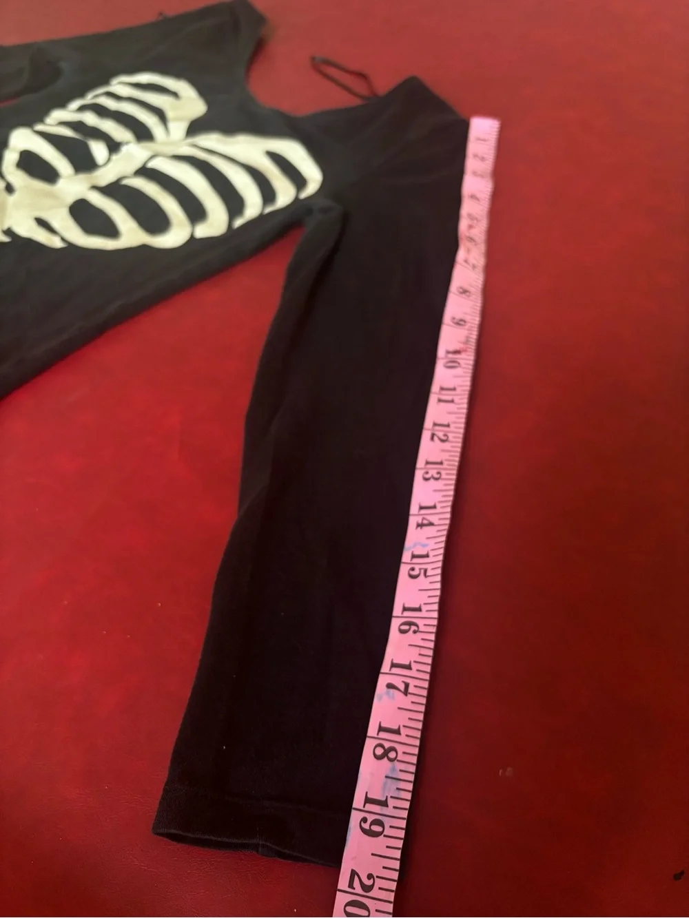 Black Long-Sleeve Top with White Ribcage Heart Graphic